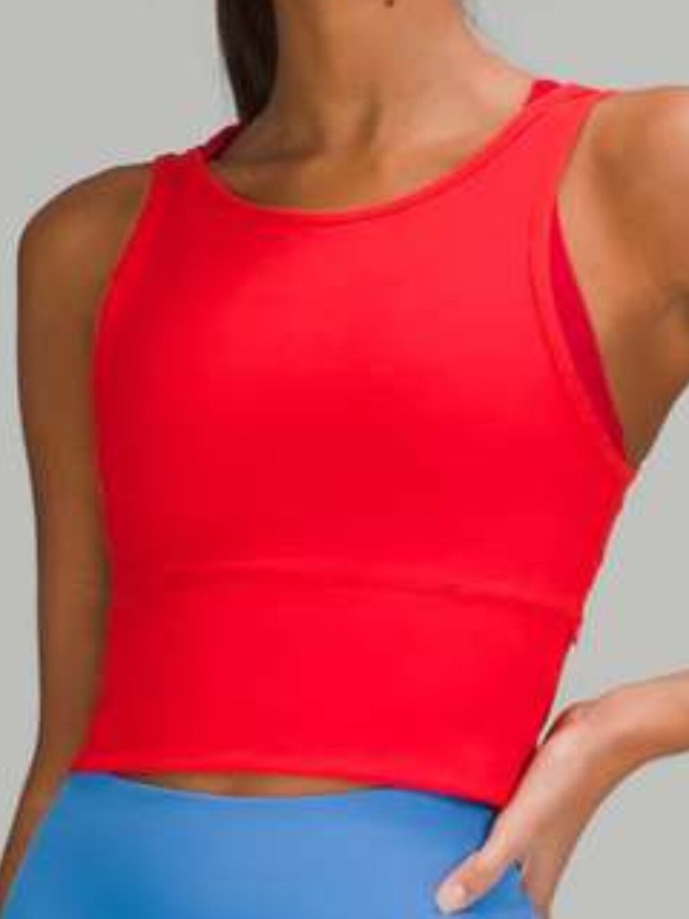 Lululemon Power Pivot Cropped Tank Top 8 Orange Athletic Sporty Gym Yoga